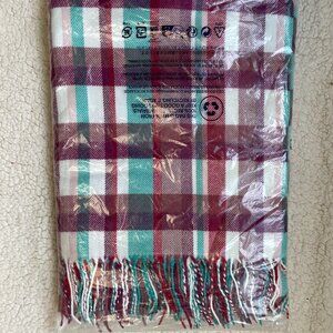 Lands' End Cashtouch Throw, Mesa Rose Plaid, NWT